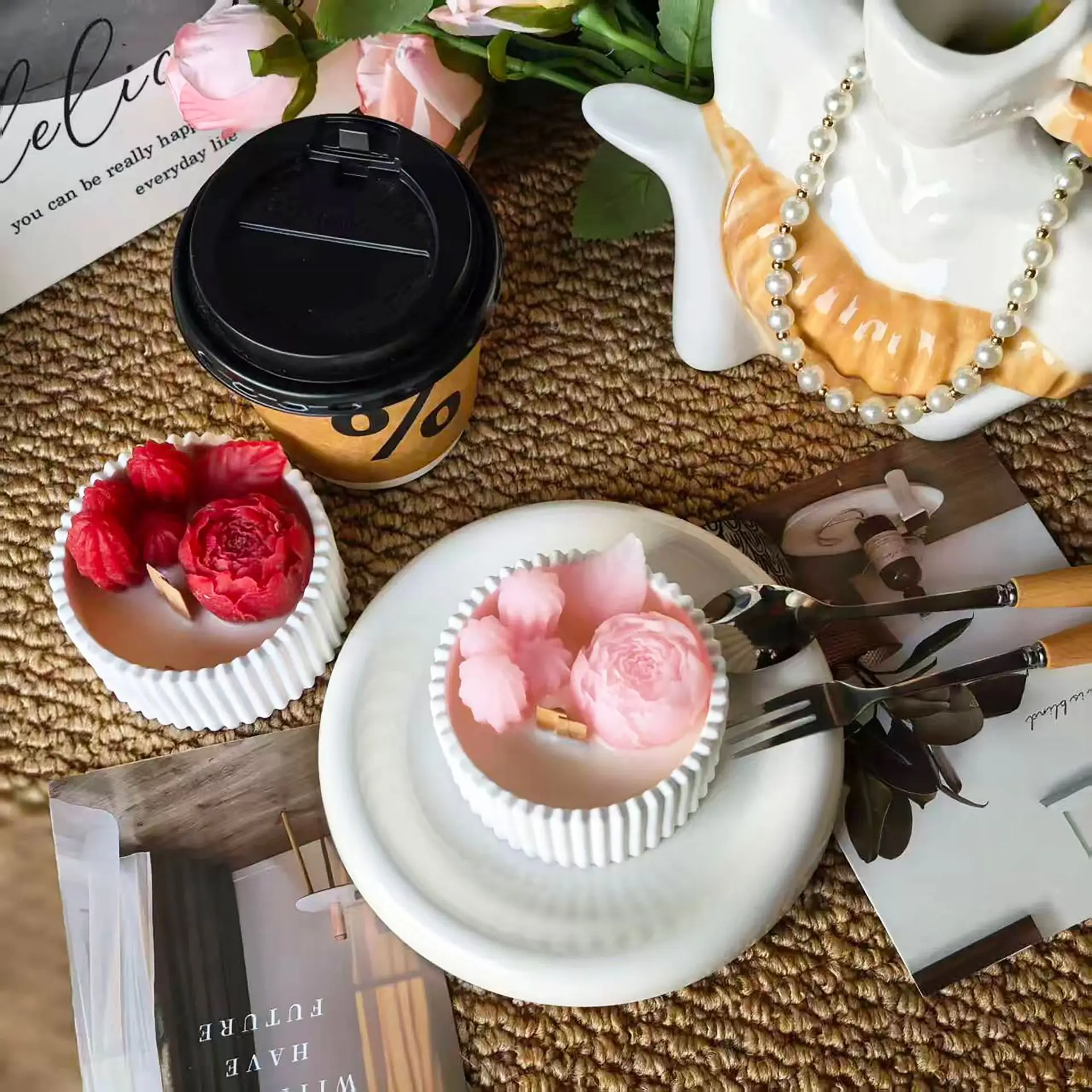2pcs Lilin Aroma Mawar dalam W - Candle Souvenir ulasan dan harga